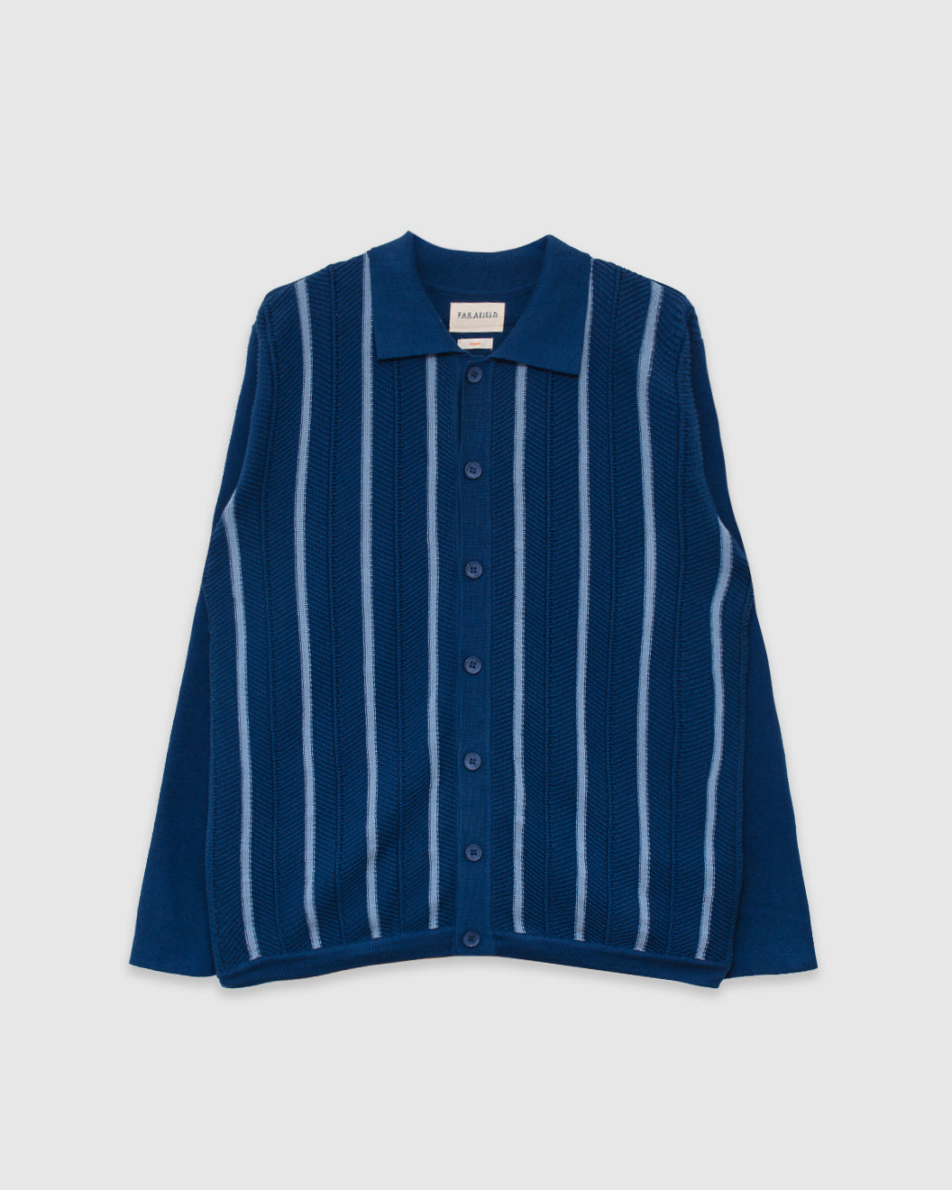Zigger Knitted Shirt Navy/Blue Textured Stripe