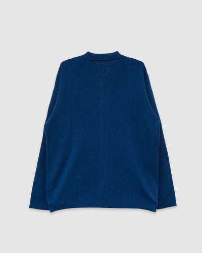 Zigger Knitted Shirt Navy/Blue Textured Stripe