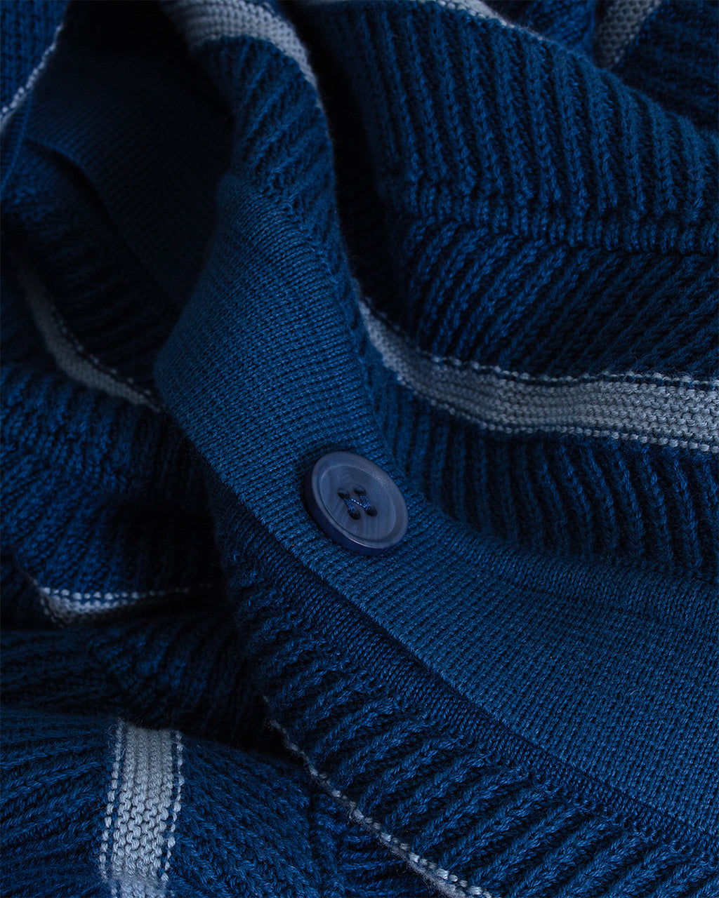 Zigger Knitted Shirt Navy/Blue Textured Stripe