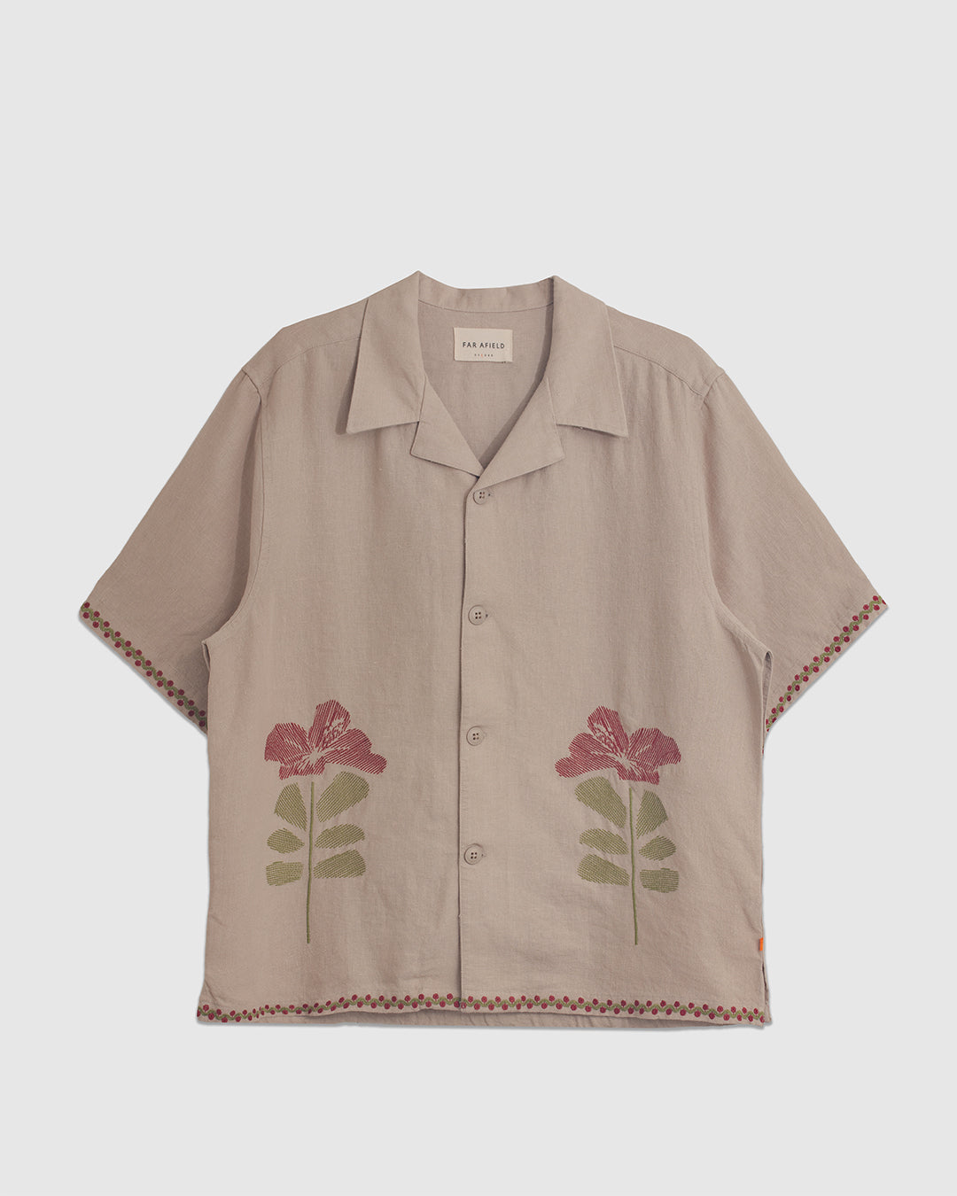 Veloso Shirt - Embroidered Floral Sand