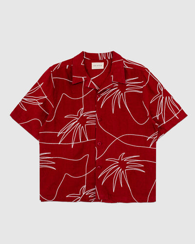 Veloso Shirt - Embroidered Palms Red