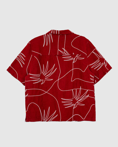 Veloso Shirt - Embroidered Palms Red