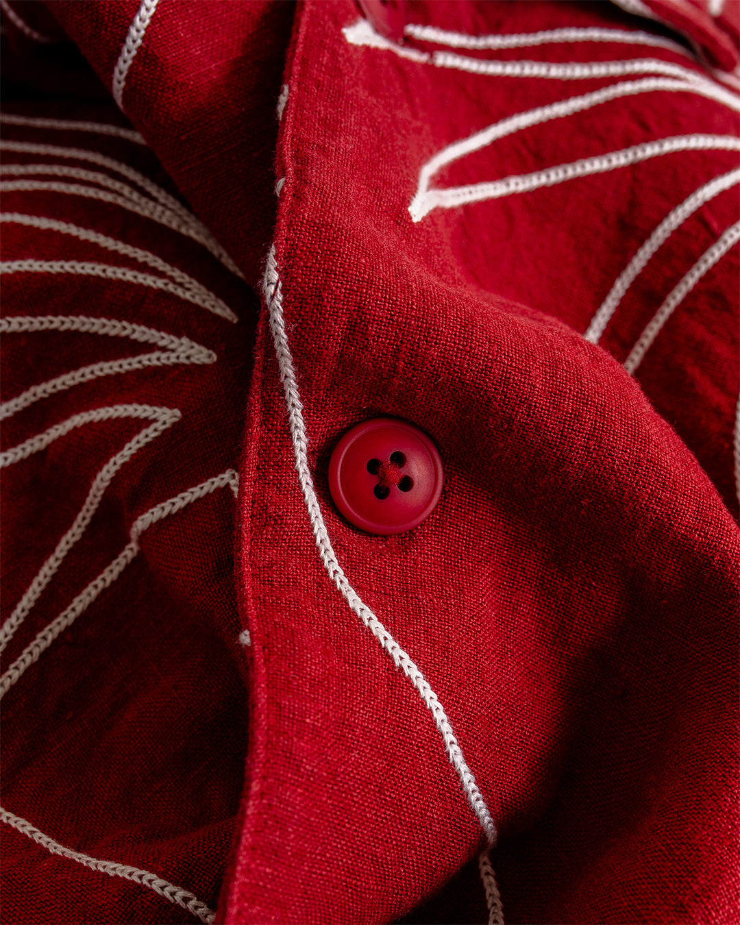 Veloso Shirt - Embroidered Palms Red
