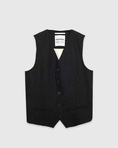 Daniel Classic Waistcoat Wool Pin Black
