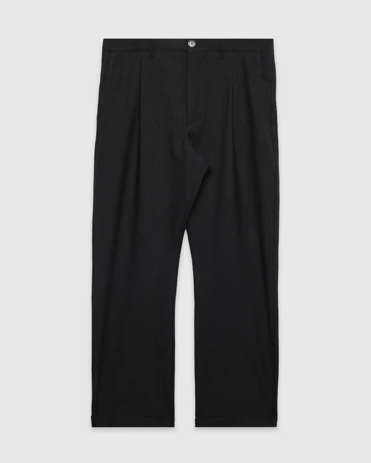 Sune Pleated Classic Trousers Wool Pin Black