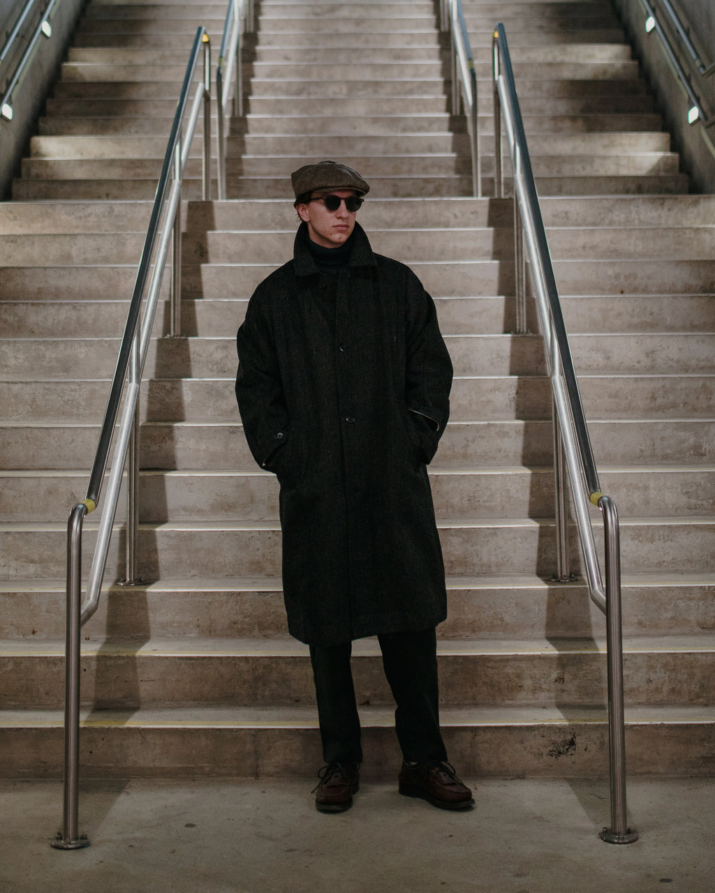 Harris Tweed Balmacaan Overcoat Herringbone