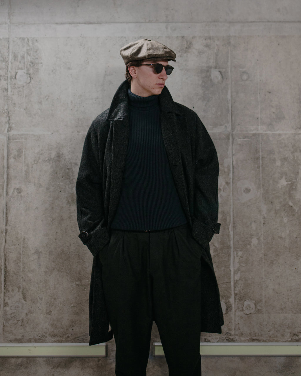Harris Tweed Balmacaan Overcoat Herringbone