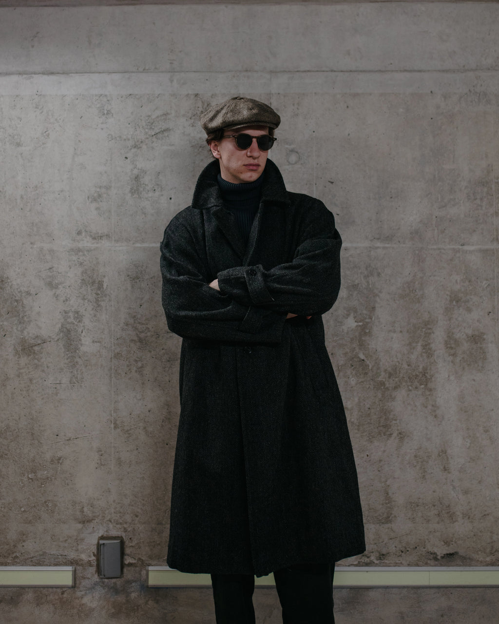 Harris Tweed Balmacaan Overcoat Herringbone