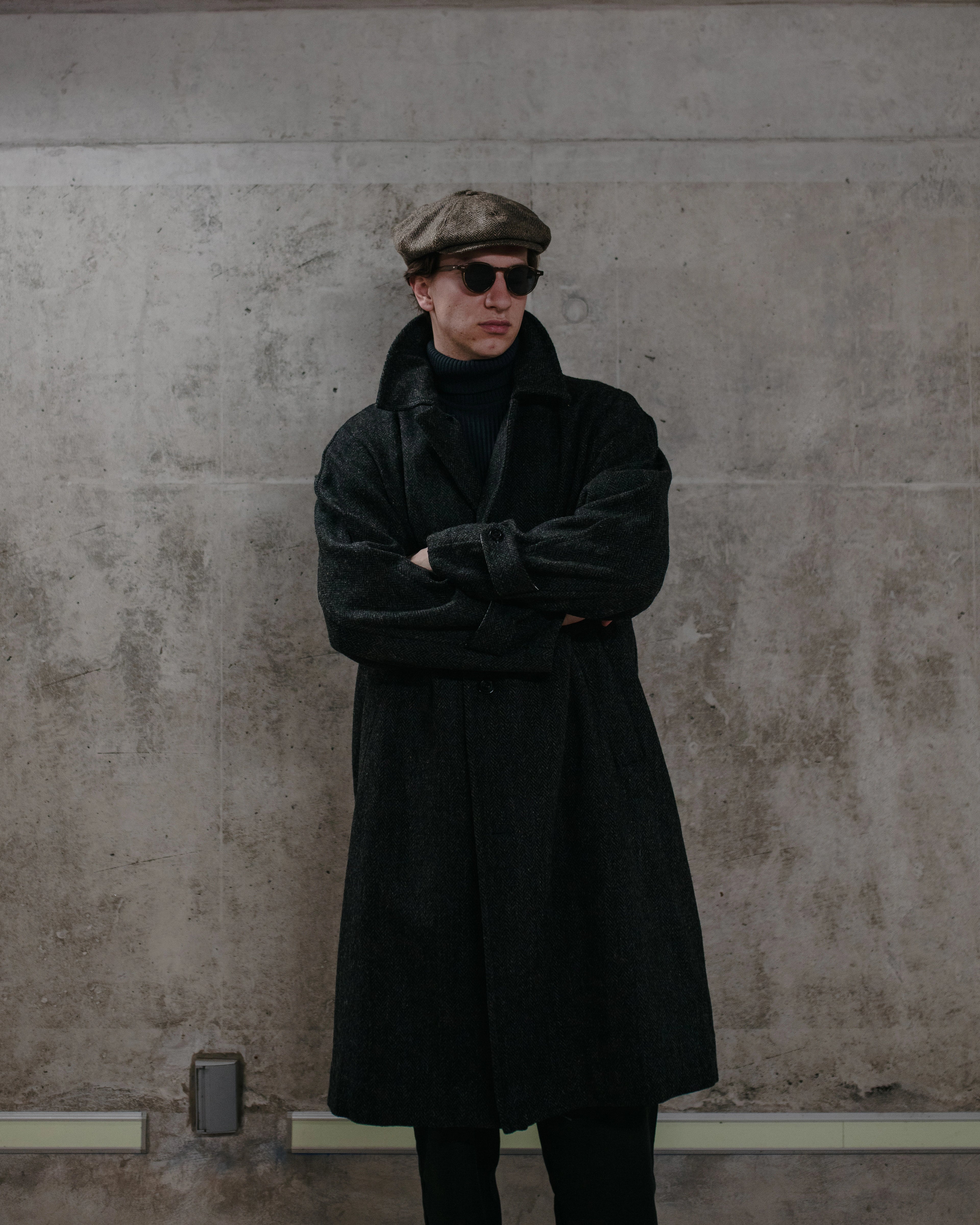 Harris Tweed Balmacaan Overcoat Herringbone