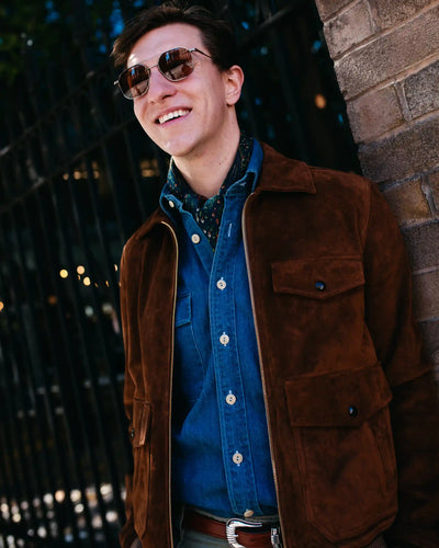 Heavyweight Suede A-2 Bomber Jacket Tobacco