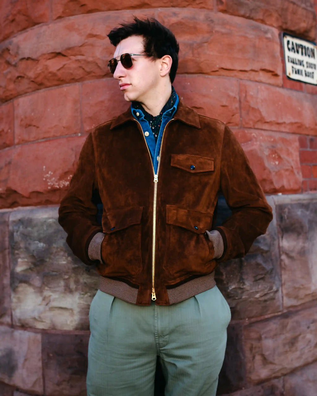 Heavyweight Suede A-2 Bomber Jacket Tobacco