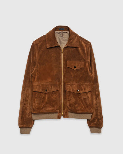 Heavyweight Suede A-2 Bomber Jacket Tobacco