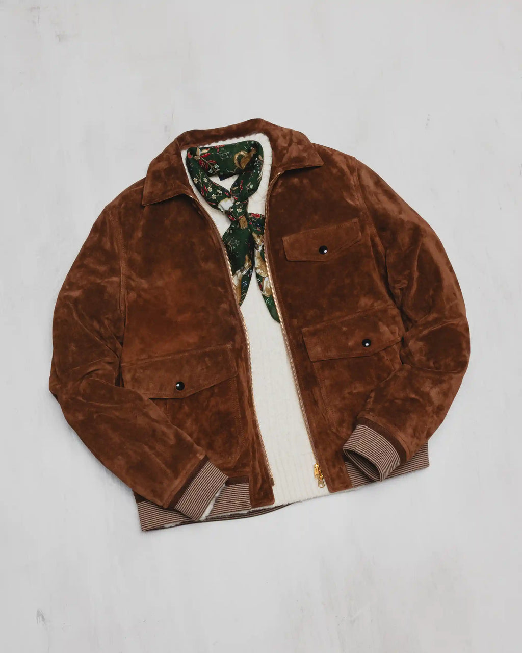 Heavyweight Suede A-2 Bomber Jacket Tobacco