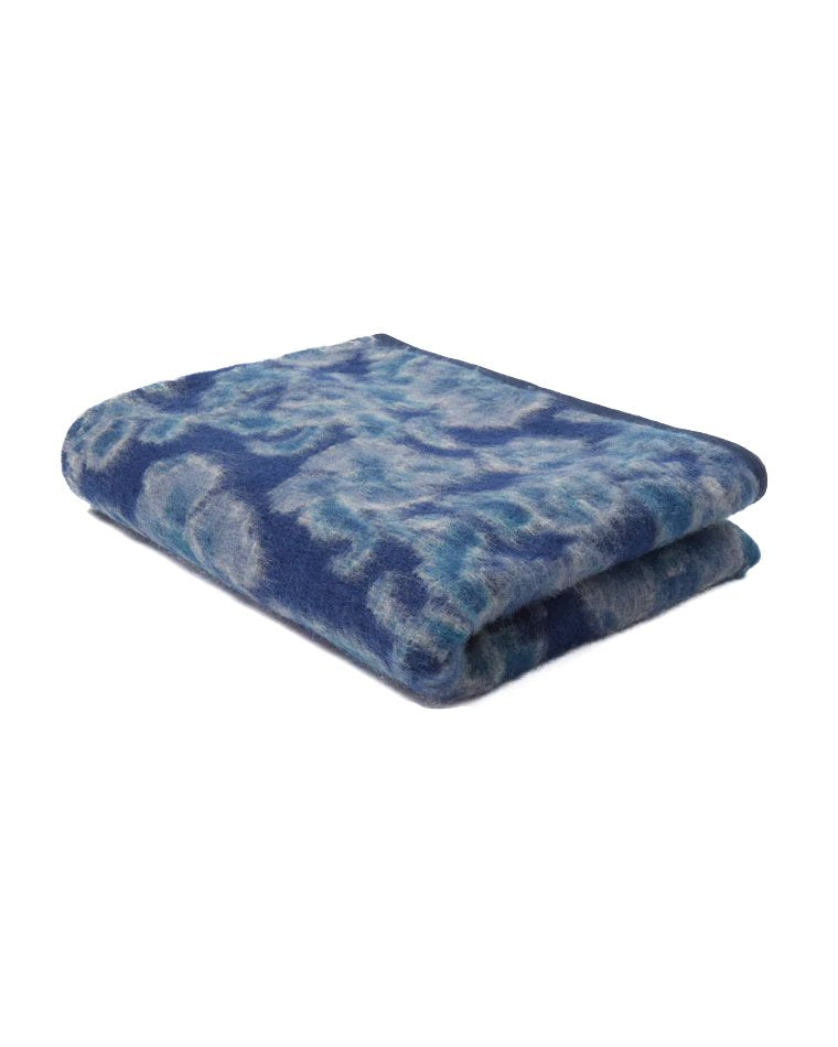 Universal Works Blanket in Navy Flower Fleece