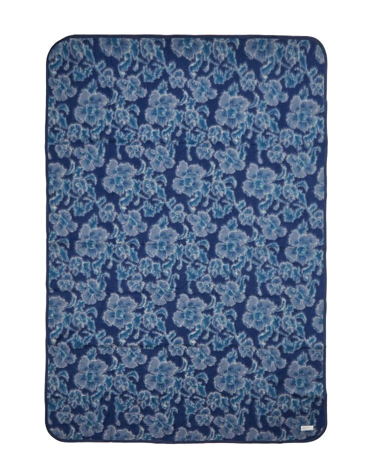 Universal Works Blanket in Navy Flower Fleece