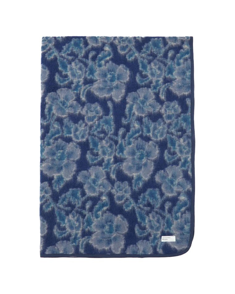 Universal Works Blanket in Navy Flower Fleece
