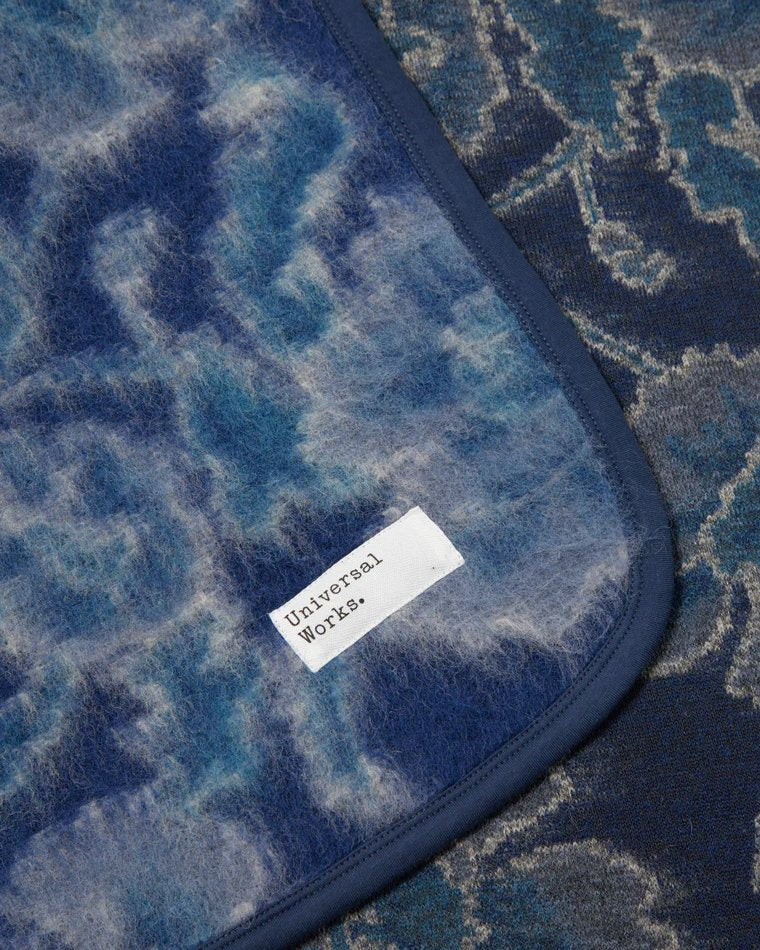 Universal Works Blanket in Navy Flower Fleece