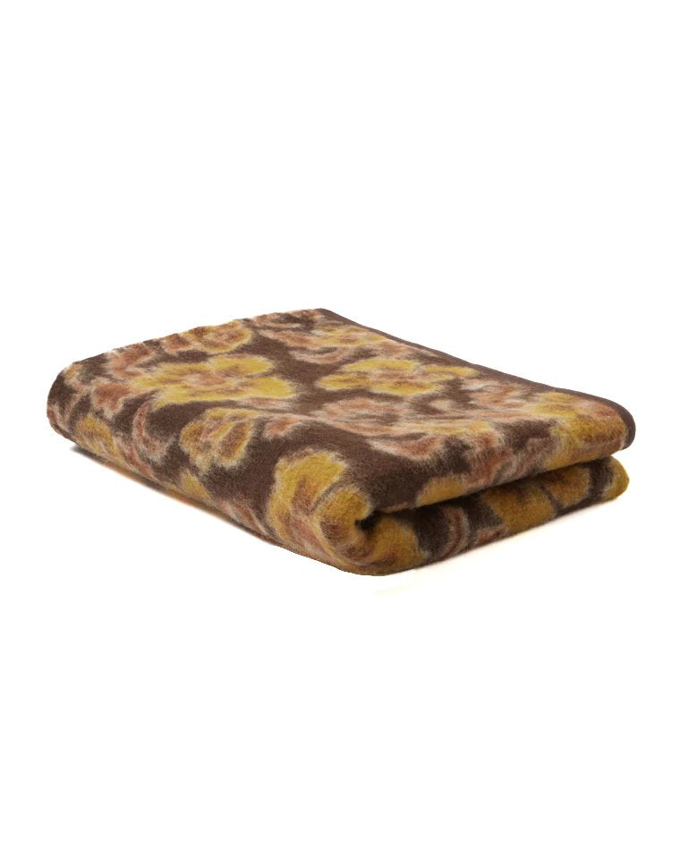 Universal Works Blanket in Brown Flower Fleece