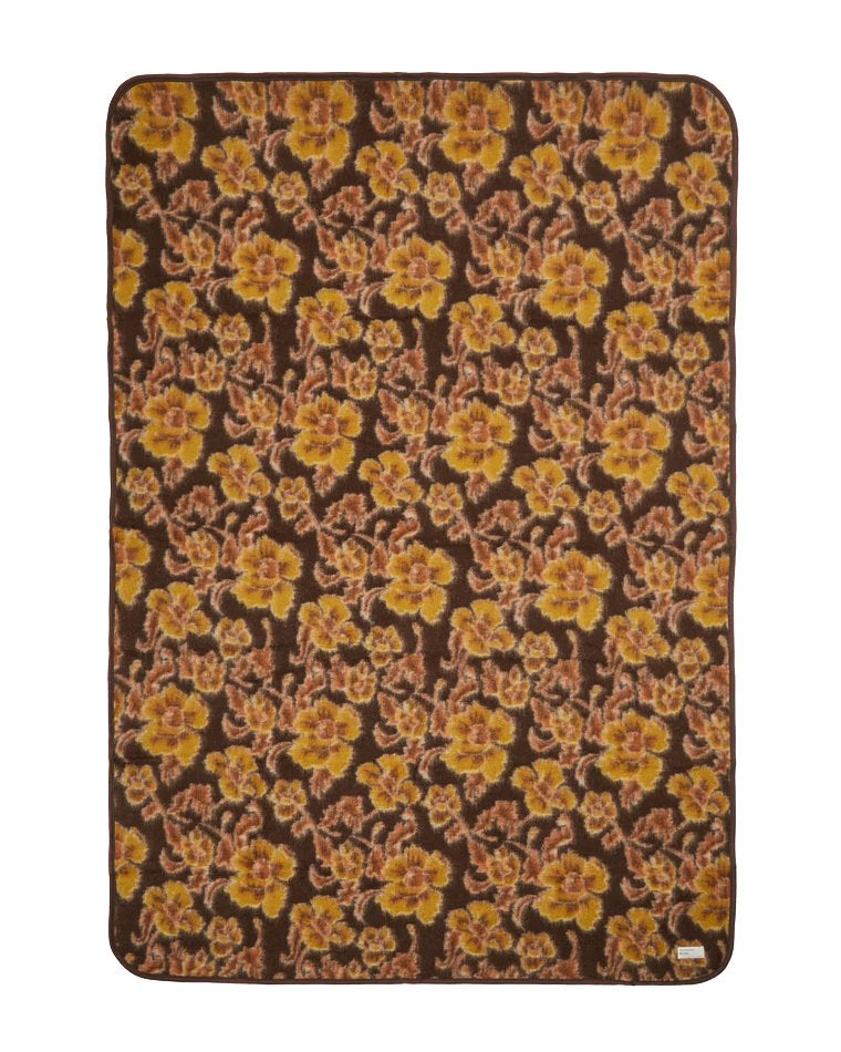 Universal Works Blanket in Brown Flower Fleece