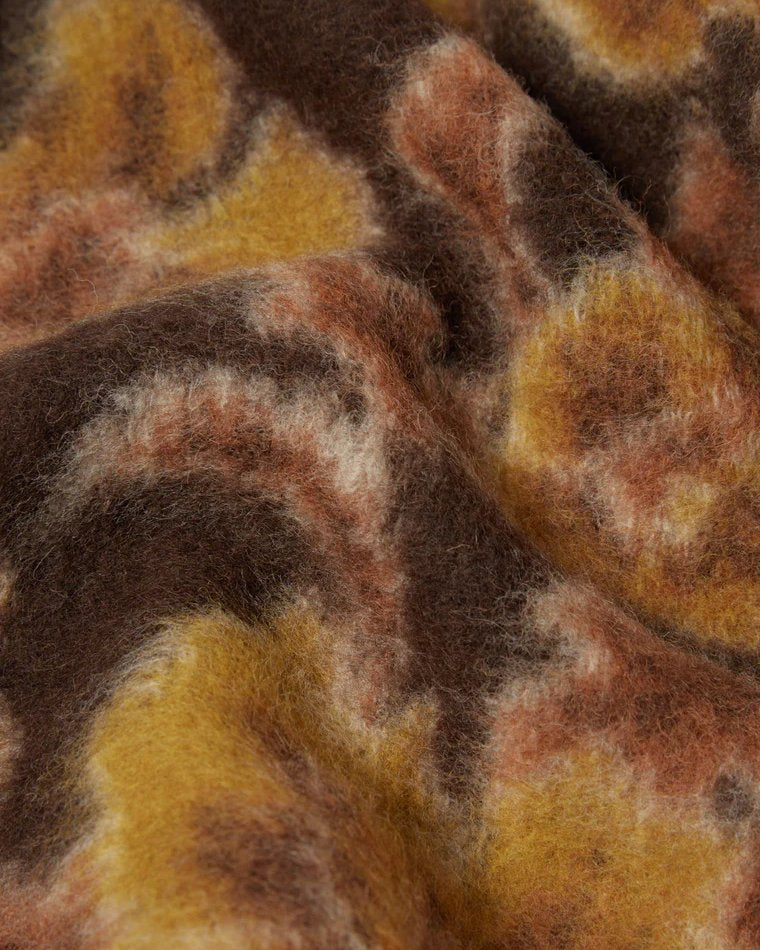 Universal Works Blanket in Brown Flower Fleece