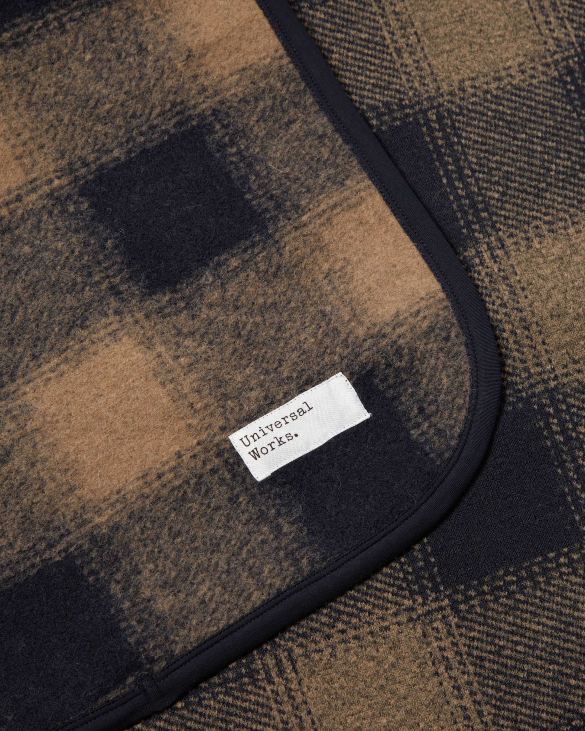 Universal Works Blanket in Navy Check Fleece