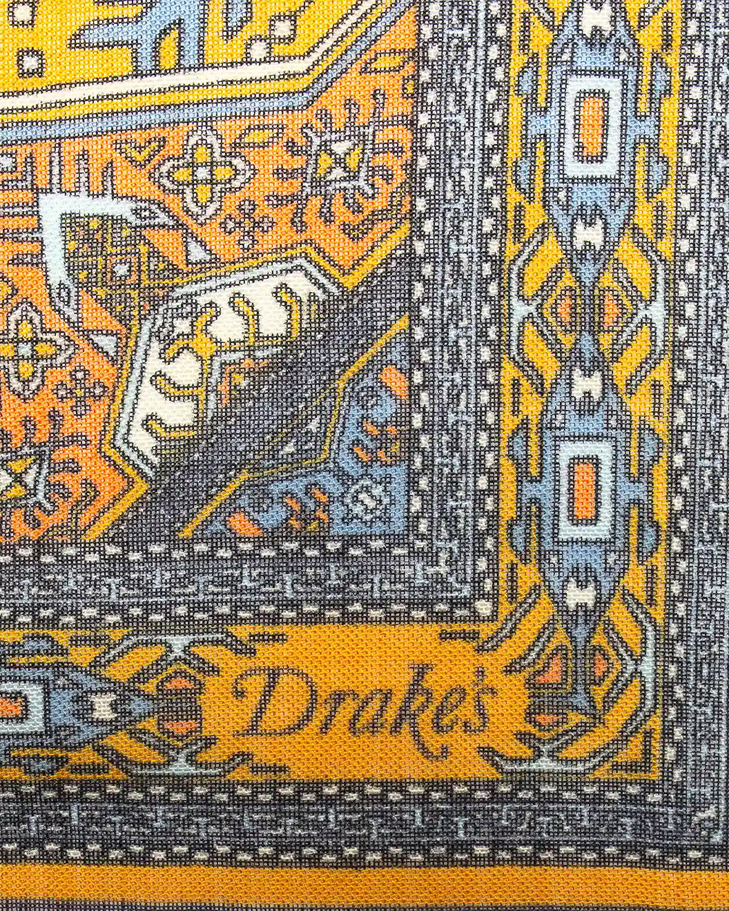 Kelim Pocket Square Mustard & Navy