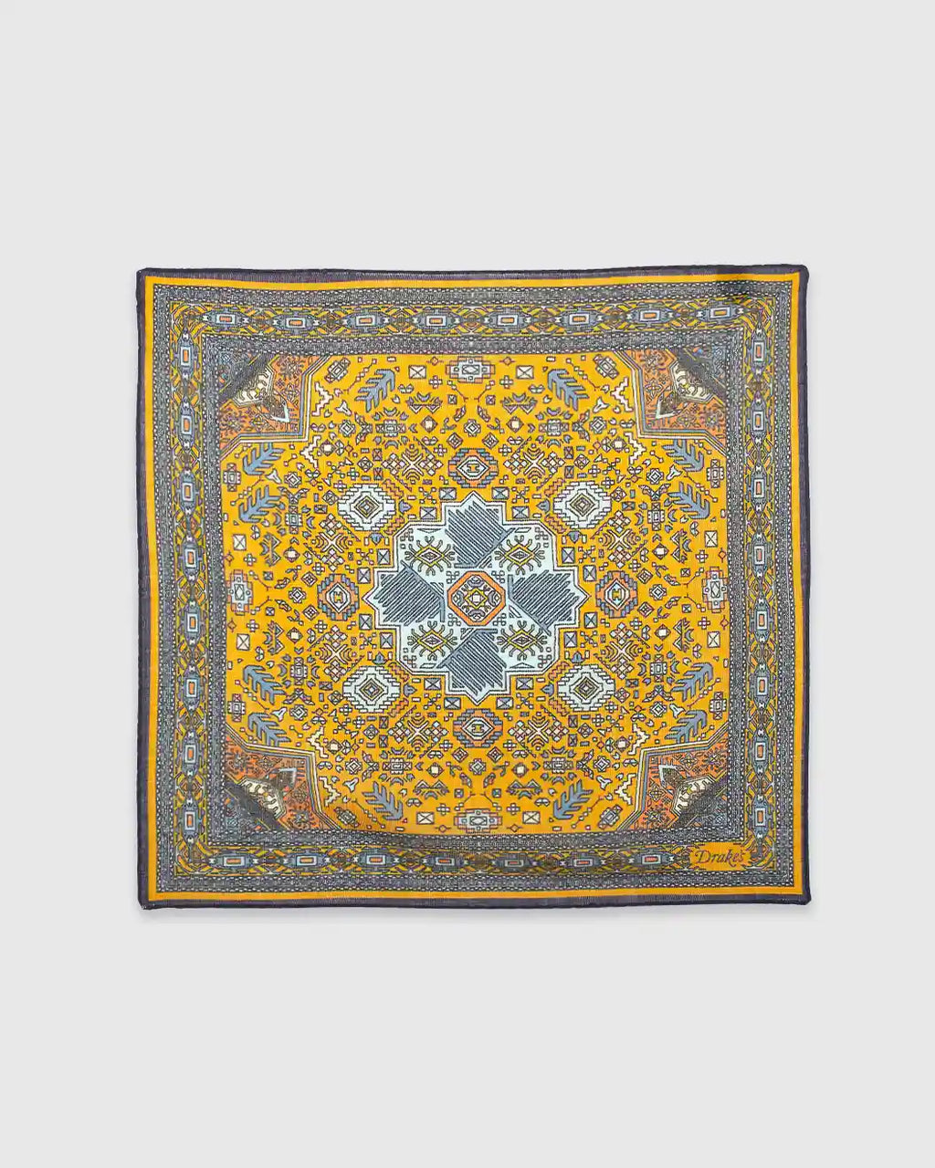 Kelim Pocket Square Mustard & Navy