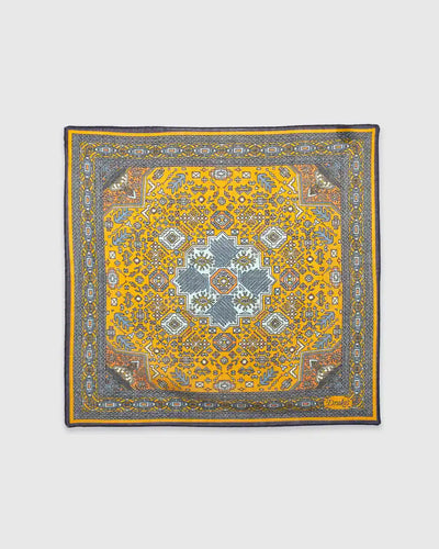 Kelim Pocket Square Mustard & Navy