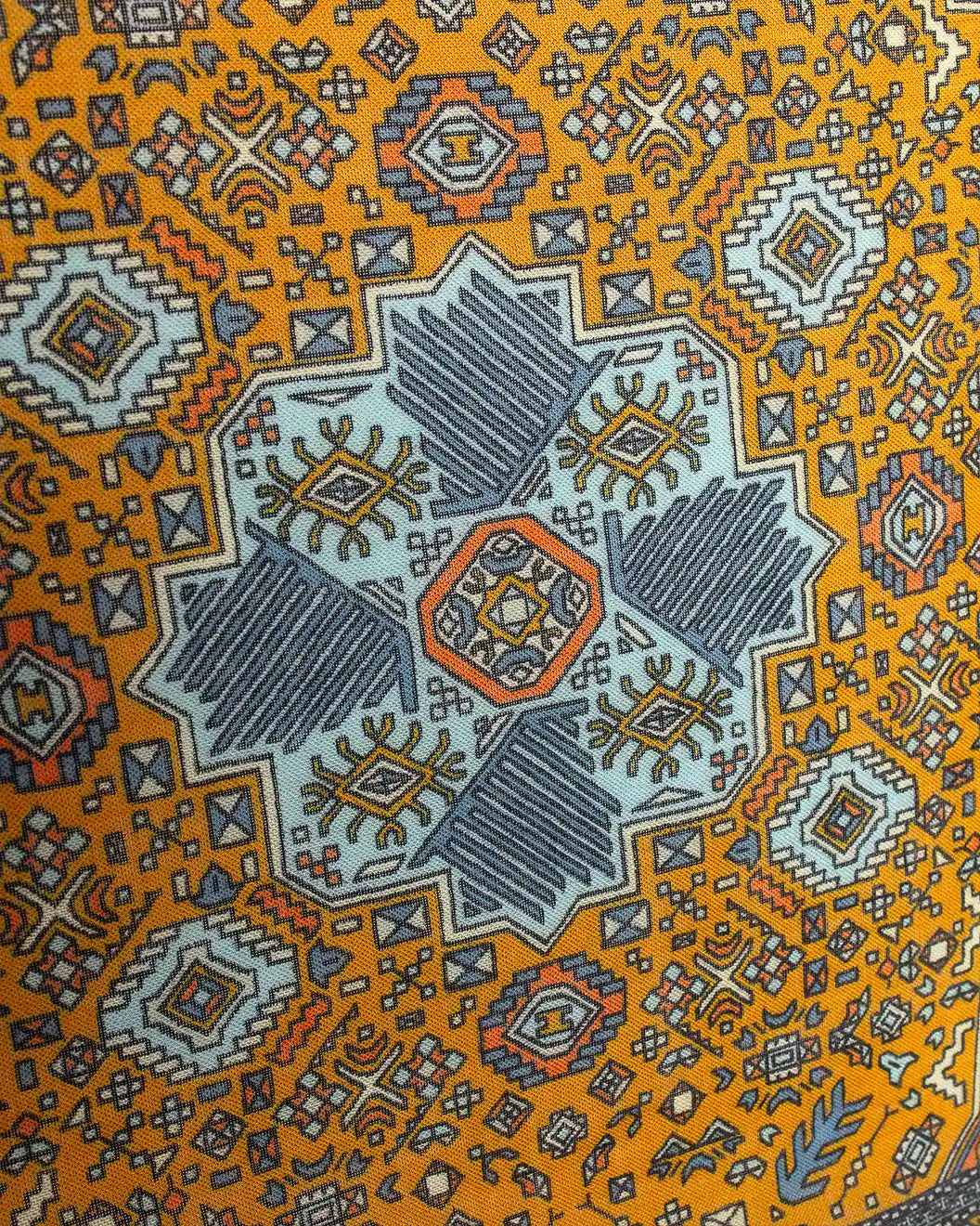 Kelim Pocket Square Mustard & Navy