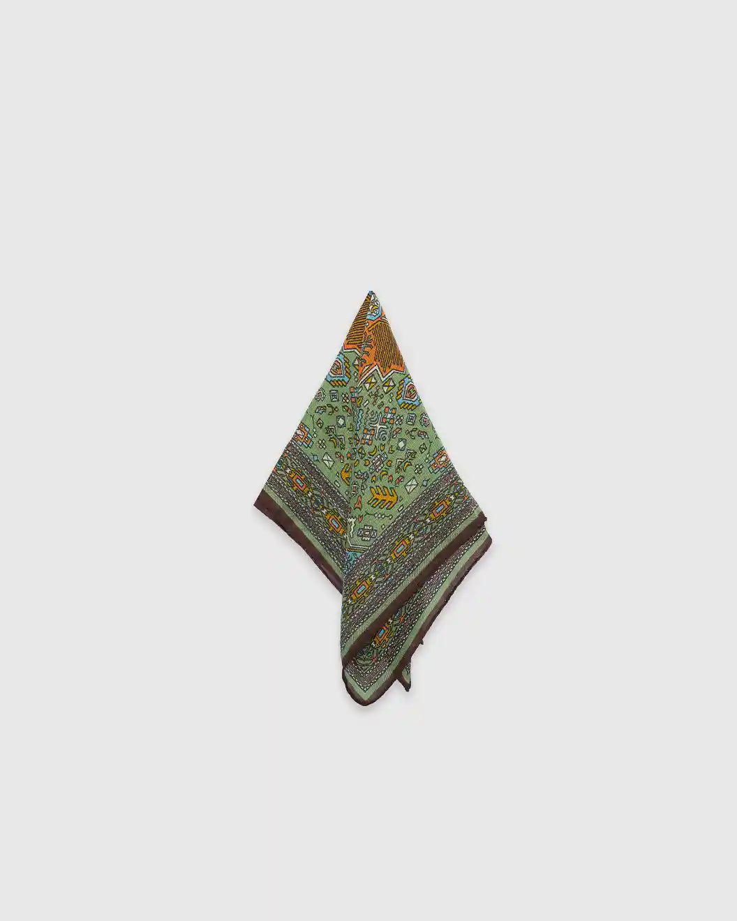 Kelim Pocket Square Olive & Burgundy