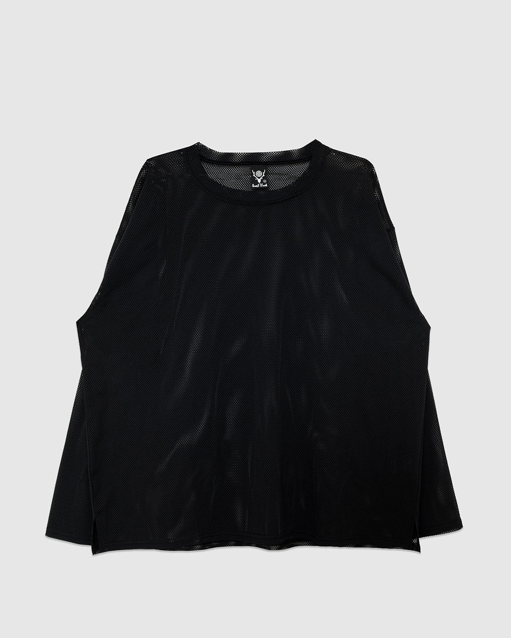 L/S Crew Neck Shirt Knit Mesh Black