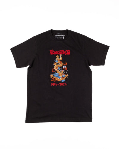 Descending Dragon Embroidered T-Shirt - Black