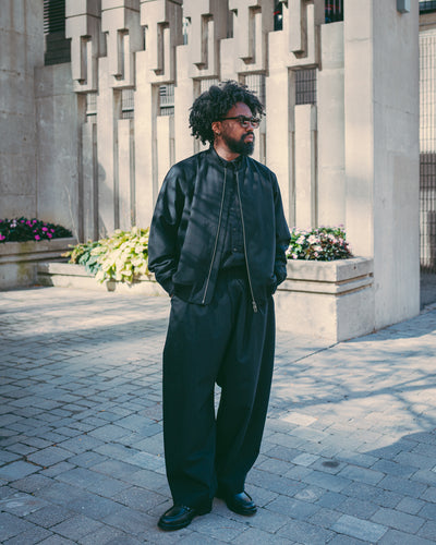 Andrew Balloon Trousers Wool Pin Black