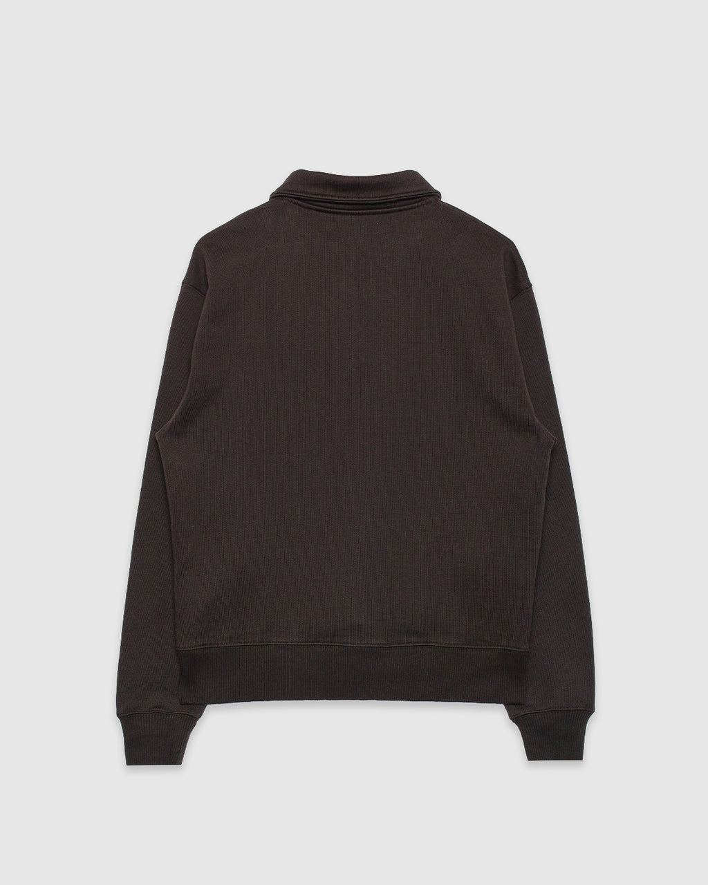 Authentic Fleece Polo Collared Half-Zip Cotton Sweatshirt Espresso