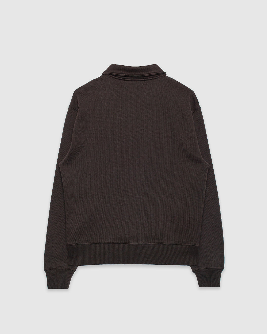 Authentic Fleece Polo Collared Half-Zip Cotton Sweatshirt Espresso