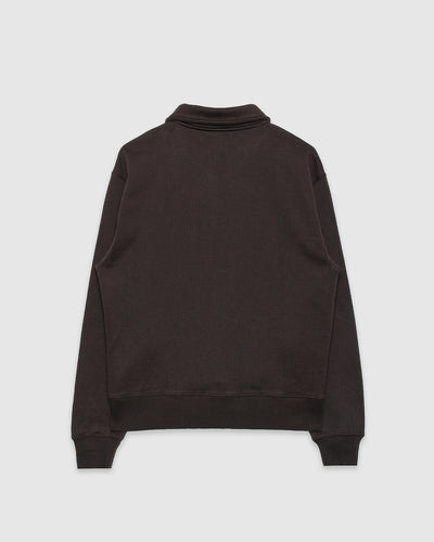 Authentic Fleece Polo Collared Half-Zip Cotton Sweatshirt Espresso