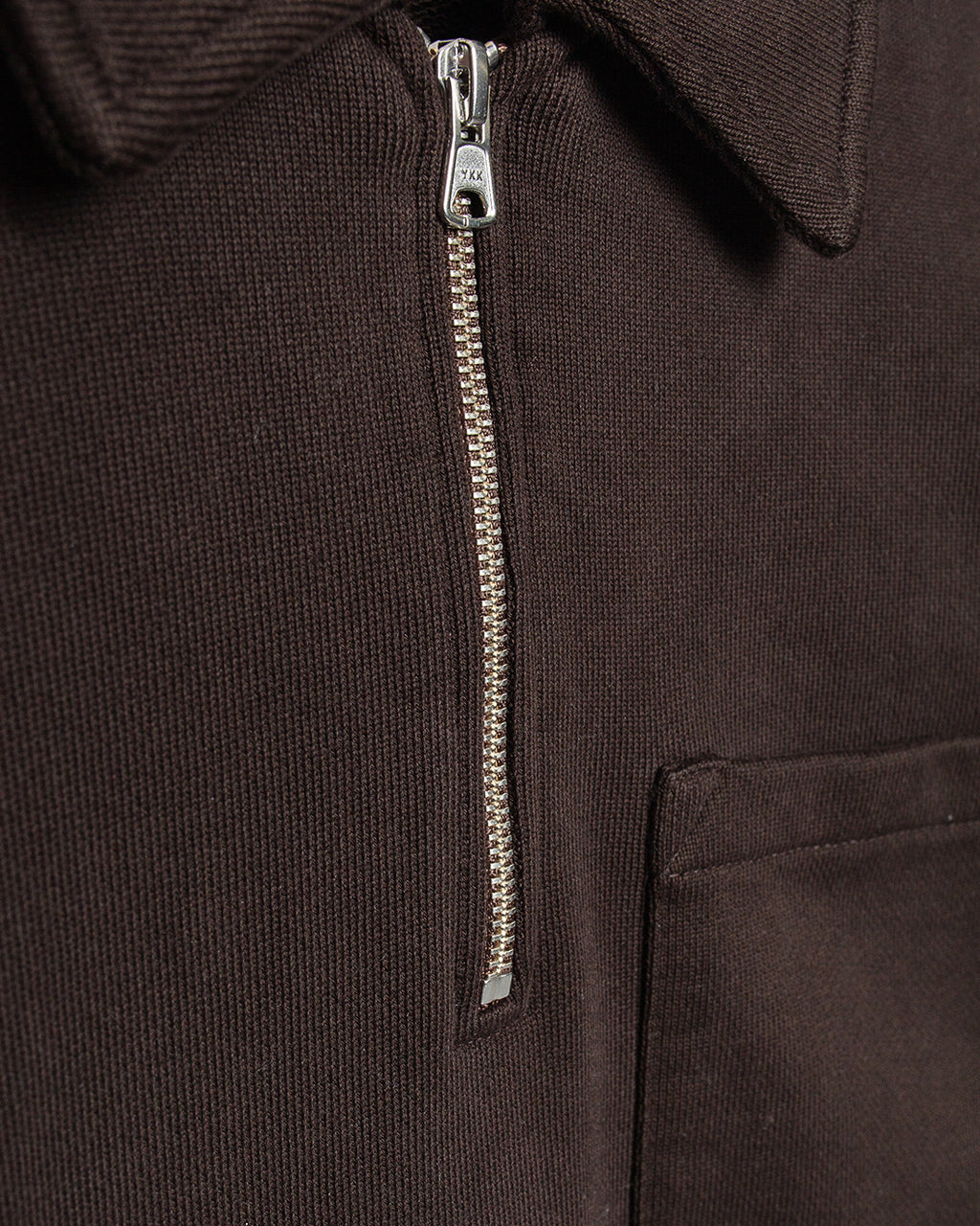 Authentic Fleece Polo Collared Half-Zip Cotton Sweatshirt Espresso