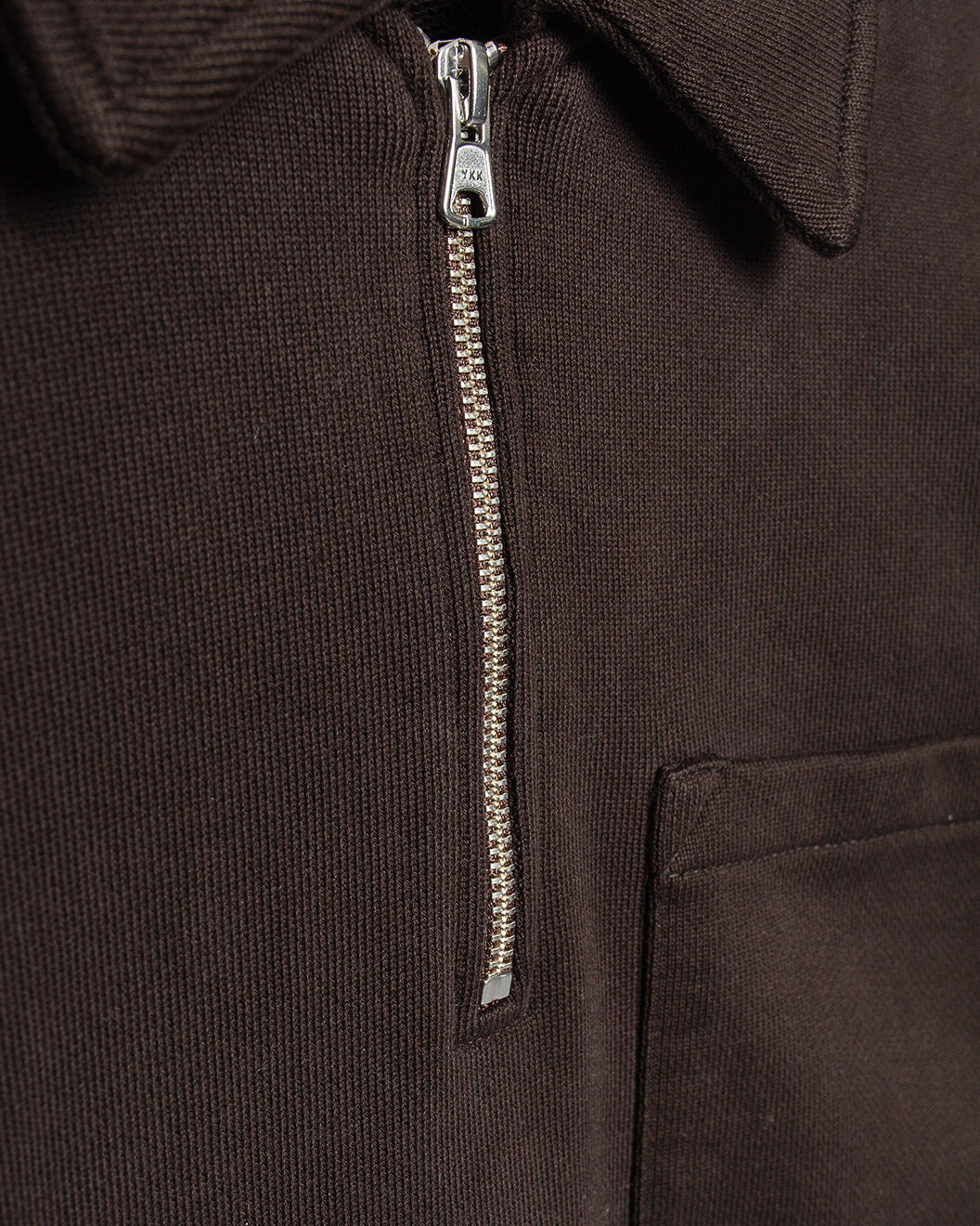 Authentic Fleece Polo Collared Half-Zip Cotton Sweatshirt Espresso