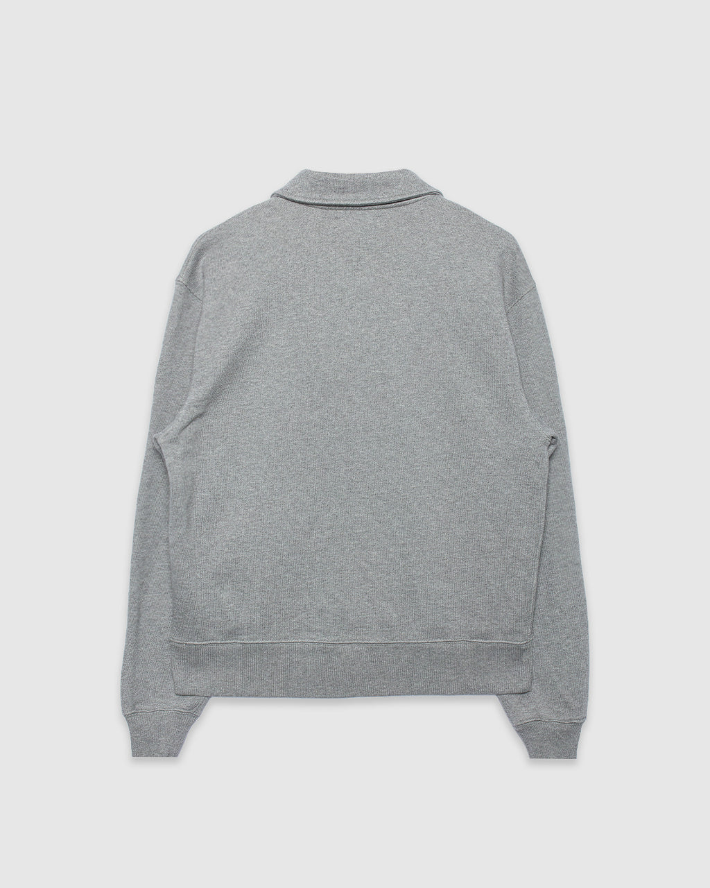 Authentic Fleece Polo Collared Half-Zip Cotton Sweatshirt Grey Melange