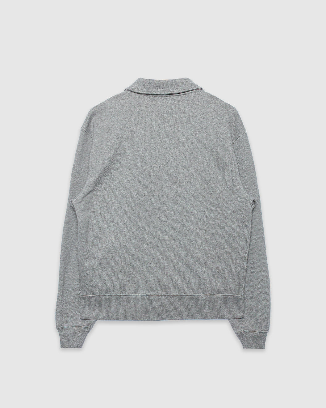 Authentic Fleece Polo Collared Half-Zip Cotton Sweatshirt Grey Melange
