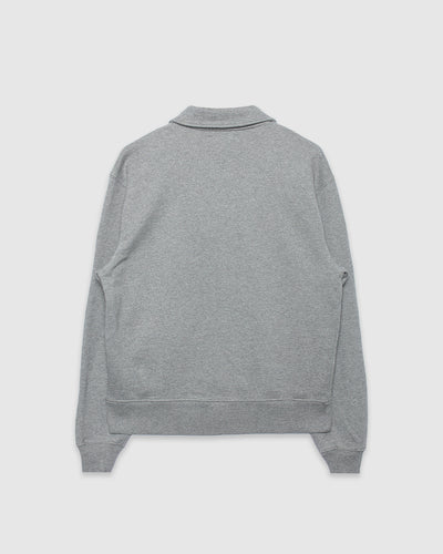 Authentic Fleece Polo Collared Half-Zip Cotton Sweatshirt Grey Melange