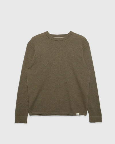 Lightweight Waffle Knit Sweater Army Green