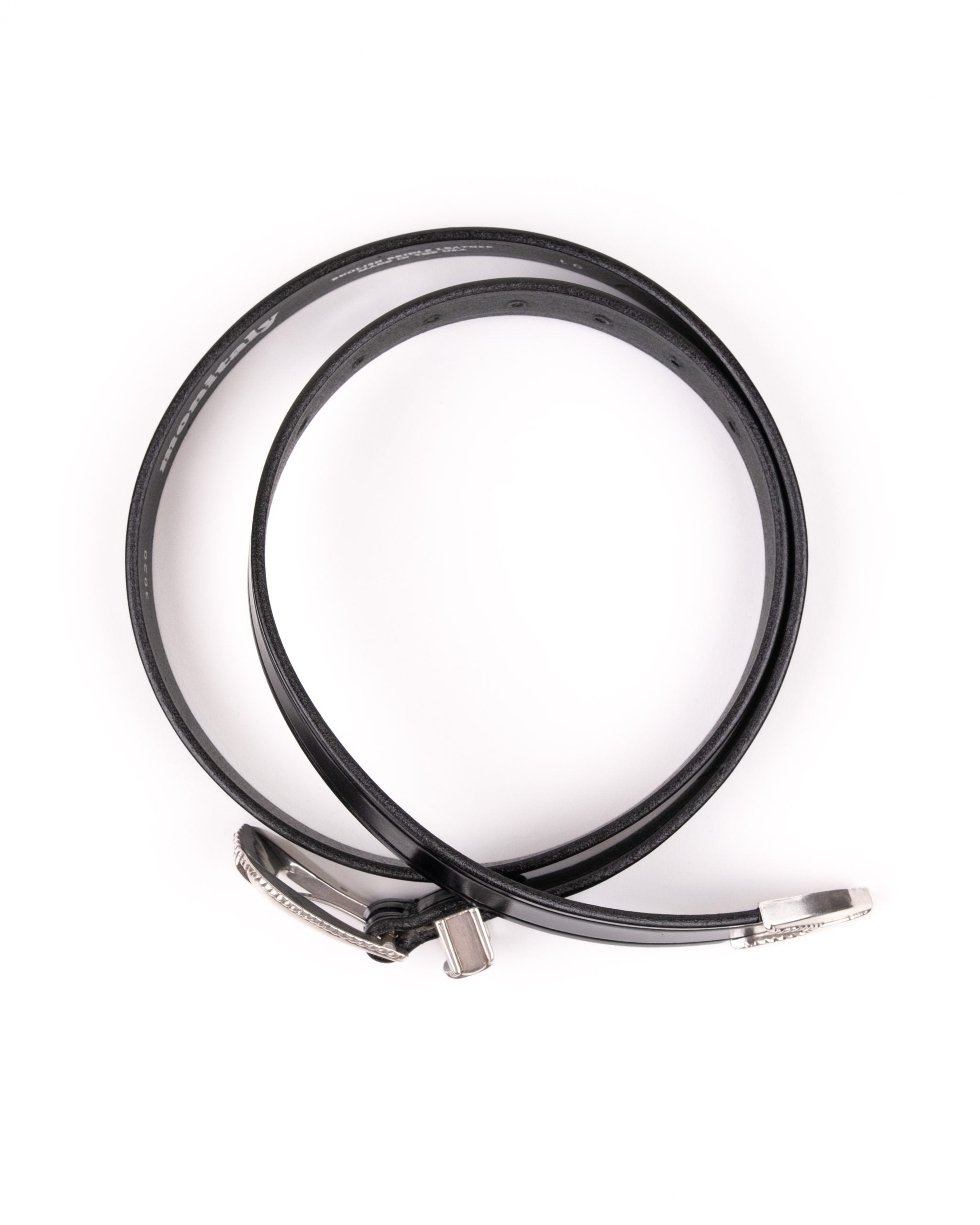 Extended 1" Creased Belt w/3pc Silver Buckle - Black