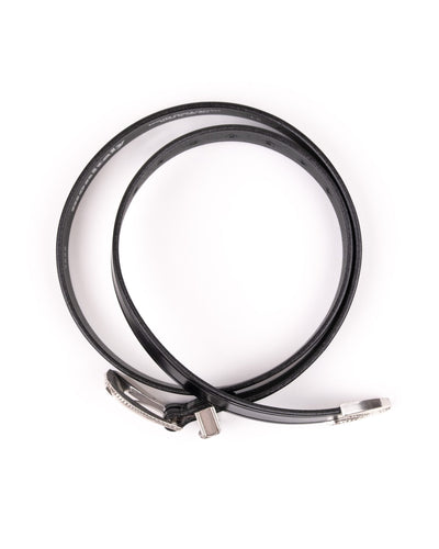 Extended 1" Creased Belt w/3pc Silver Buckle - Black