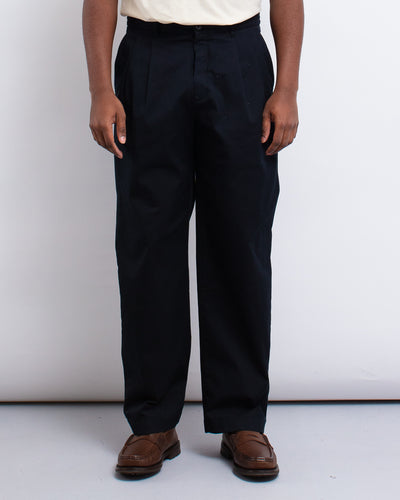 Hestur Relaxed Twill Pleated Trouser Black