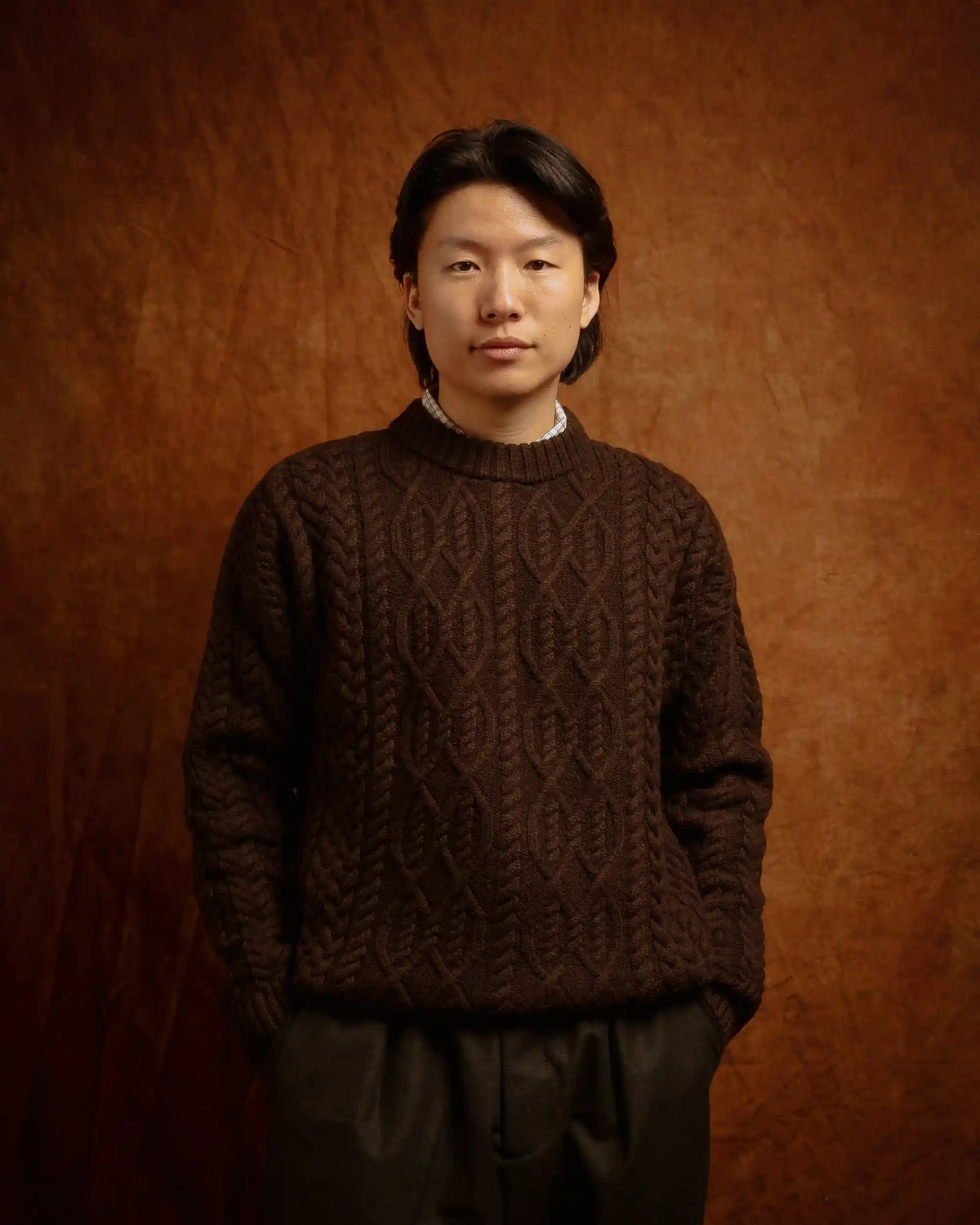Nordhavn Aran Crewneck Sweater Delicioso Brown