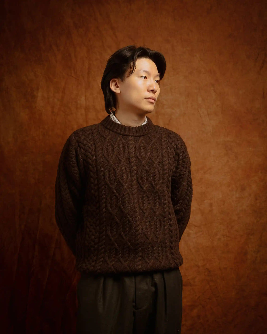 Nordhavn Aran Crewneck Sweater Delicioso Brown