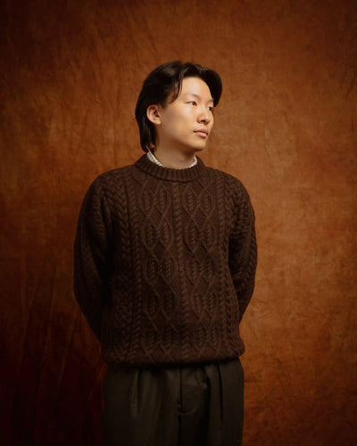 Nordhavn Aran Crewneck Sweater Delicioso Brown