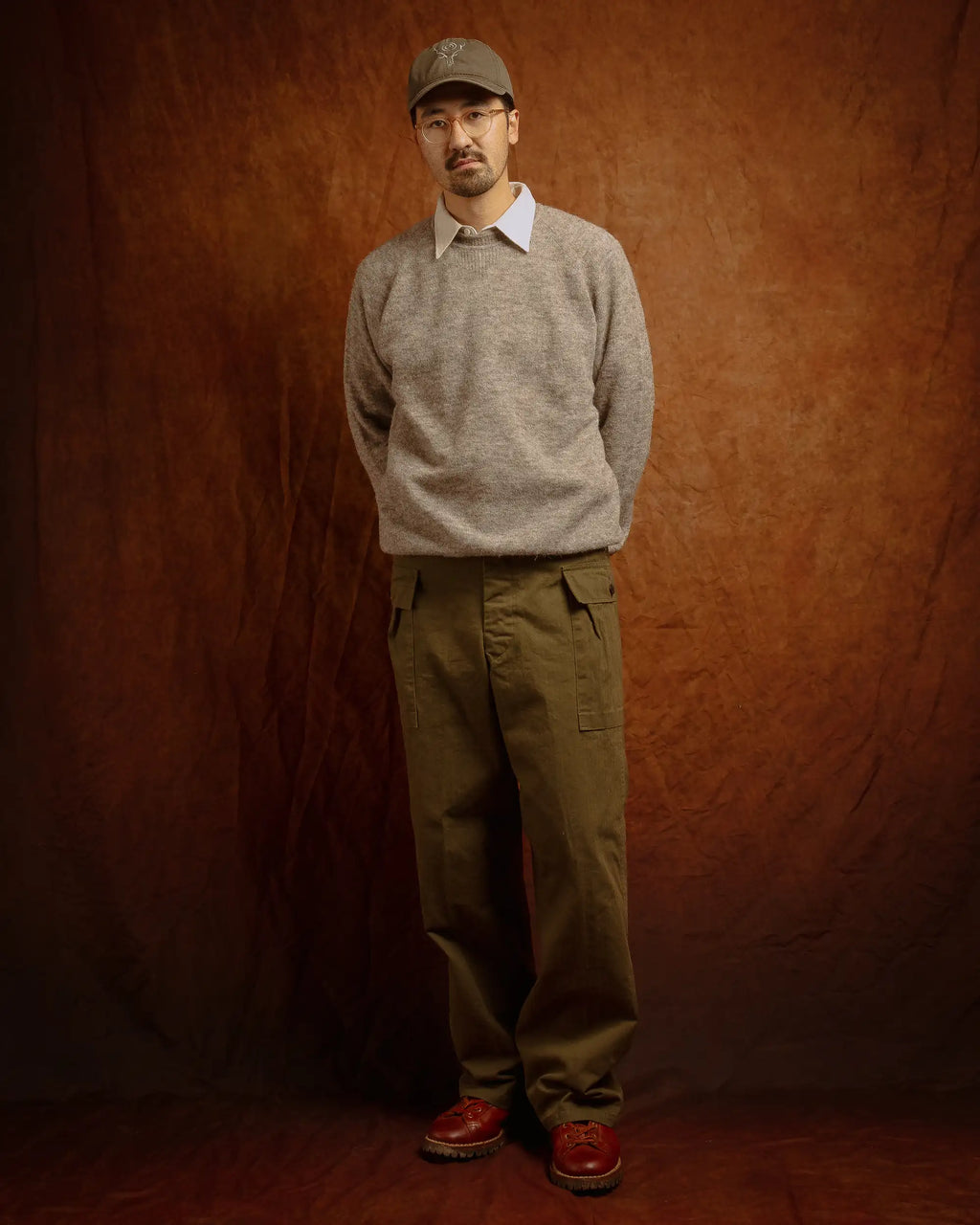 Vintage Fit 6 Pocket Cargo Pants Army Green