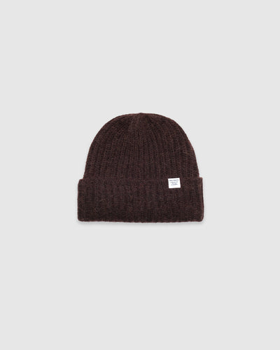 Alpaca Wool Chunky Rib Beanie Delicioso Brown